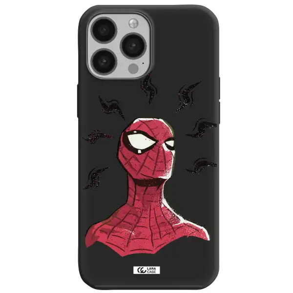 a cartoon of a red spider man Apple iPhone 13 Pro Silicone black Case