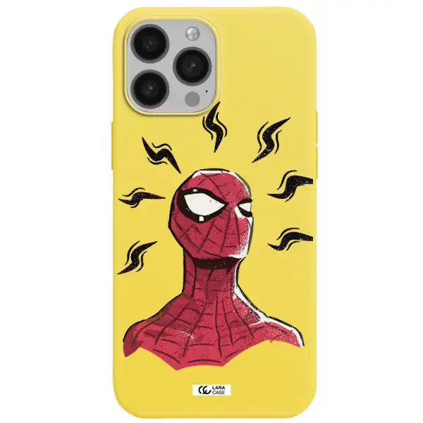 a cartoon of a red spider man Apple iPhone 13 Pro Silicone canary yellow Case