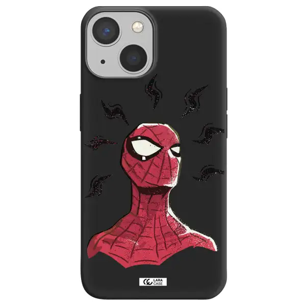 a cartoon of a red spider man Apple iPhone 13 Silicone black Case