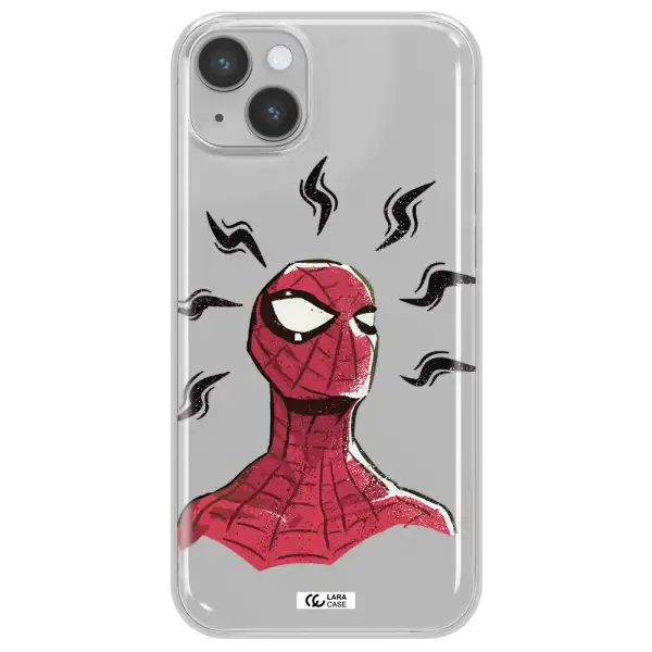 a cartoon of a red spider man Apple iPhone 14 Clear TPU Case
