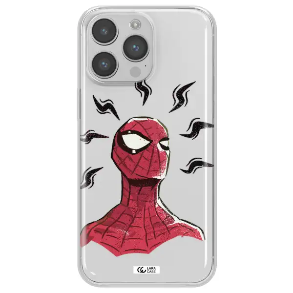 a cartoon of a red spider man Apple iPhone 14 pro Clear TPU Case