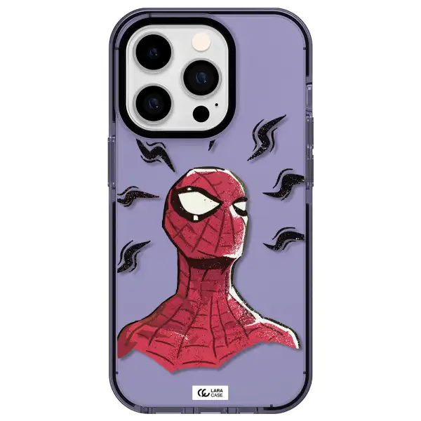 a cartoon of a red spider man Apple iPhone 14 pro impact Lilac Case