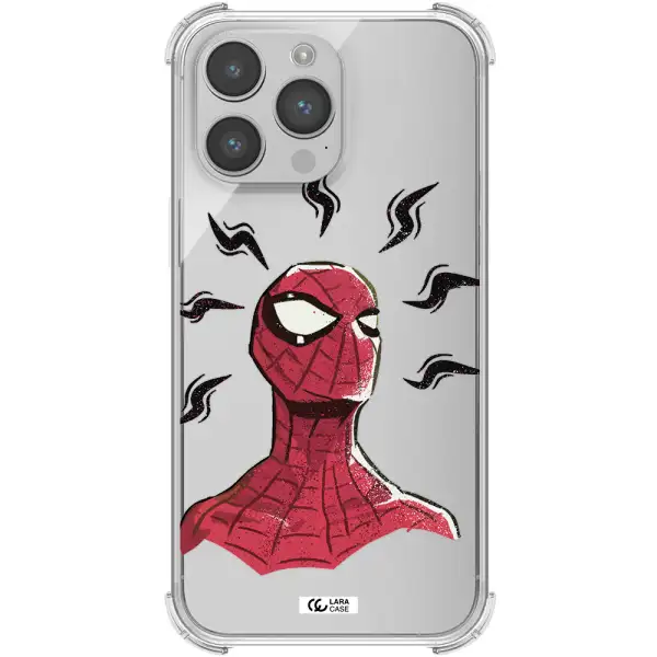 a cartoon of a red spider man Apple iPhone 14 pro max Clear PC Case