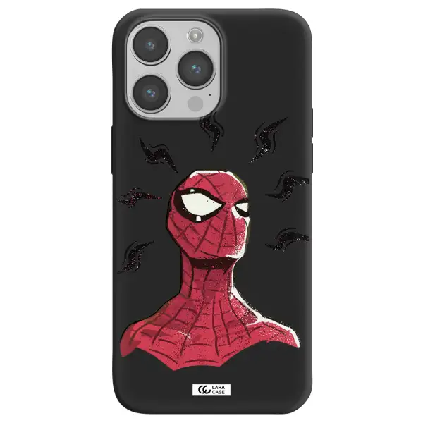 a cartoon of a red spider man Apple iPhone 14 pro max Silicone black Case