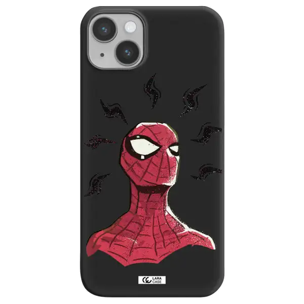 a cartoon of a red spider man Apple iPhone 14 Silicone black Case