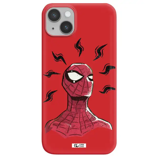 a cartoon of a red spider man Apple iPhone 14 Silicone Imperial Red Case