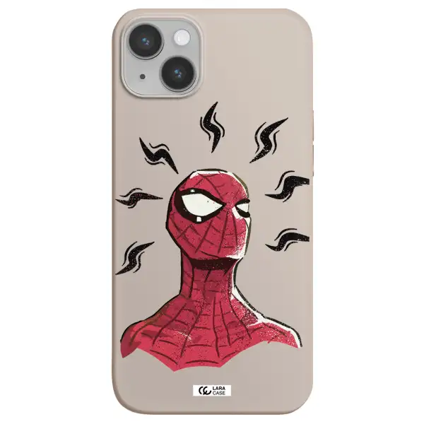 a cartoon of a red spider man Apple iPhone 14 Silicone Stone Case