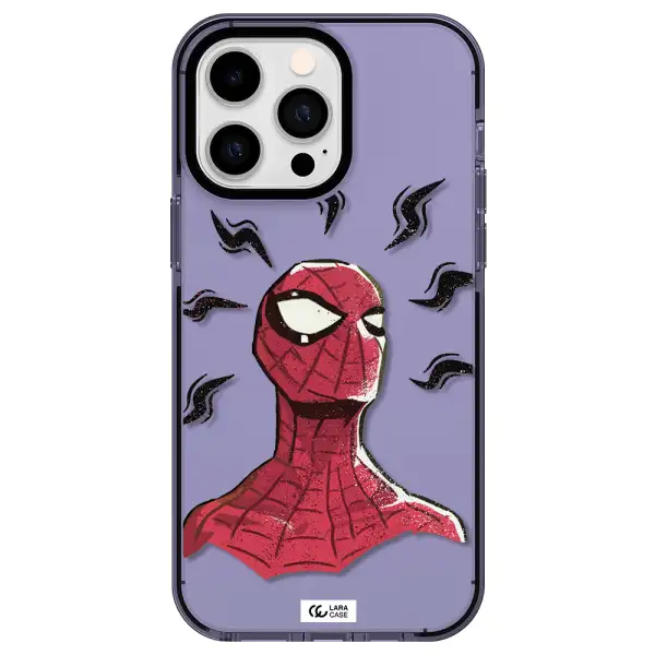 a cartoon of a red spider man Apple iPhone 15 Pro impact Lilac Case