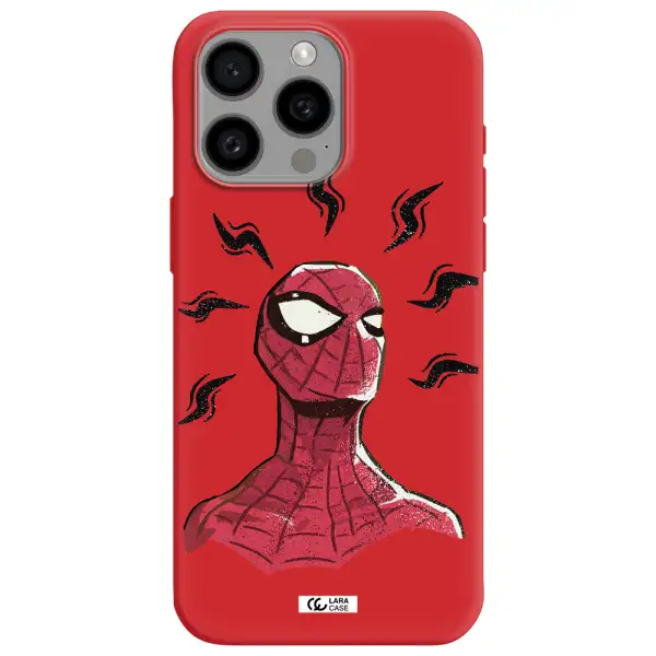 A Cartoon Of A Red Spider Man Apple Iphone 15 Pro Max Silicone Imperial Red Case