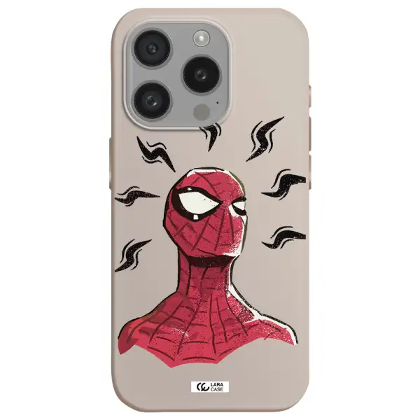 A Cartoon Of A Red Spider Man Apple Iphone 15 Pro Silicone Stone Case