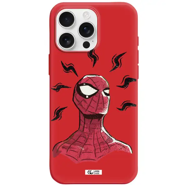 A Cartoon Of A Red Spider Man Apple Iphone 16 Pro Max Silicone Imperial Red Case