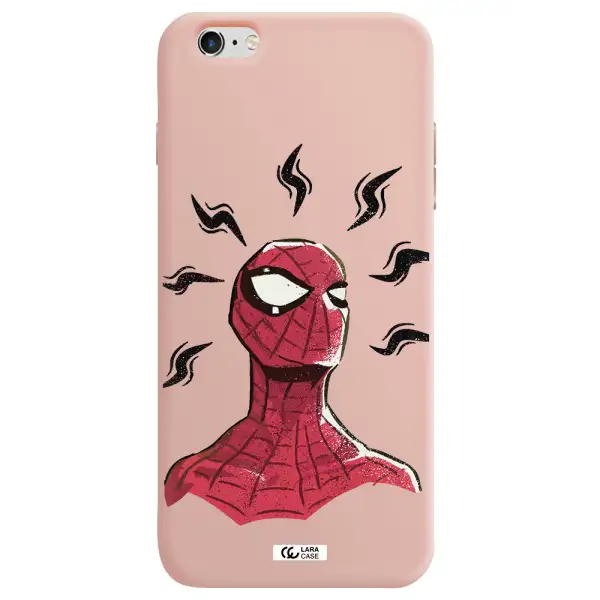a cartoon of a red spider man Apple iPhone 6 s plus Silicone pastel pink Case