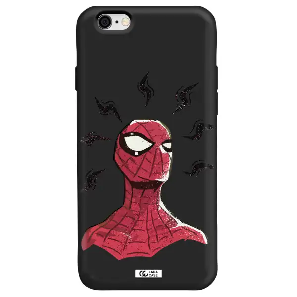 a cartoon of a red spider man Apple iPhone 6 Silicone black Case