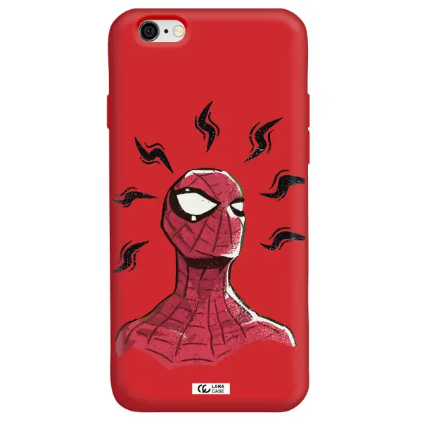 a cartoon of a red spider man Apple iPhone 6 Silicone Imperial Red Case