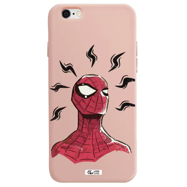 a cartoon of a red spider man Apple iPhone 6 Silicone pastel pink Case