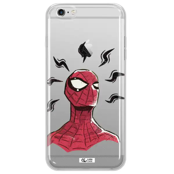 a cartoon of a red spider man Apple iPhone 6S Clear TPU Case