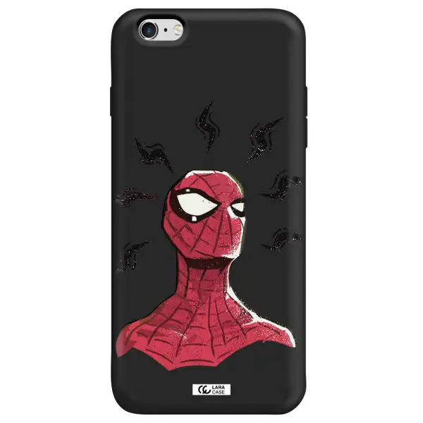 a cartoon of a red spider man Apple iPhone 6S Silicone black Case
