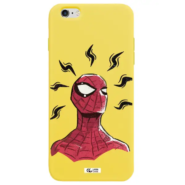 a cartoon of a red spider man Apple iPhone 6S Silicone canary yellow Case