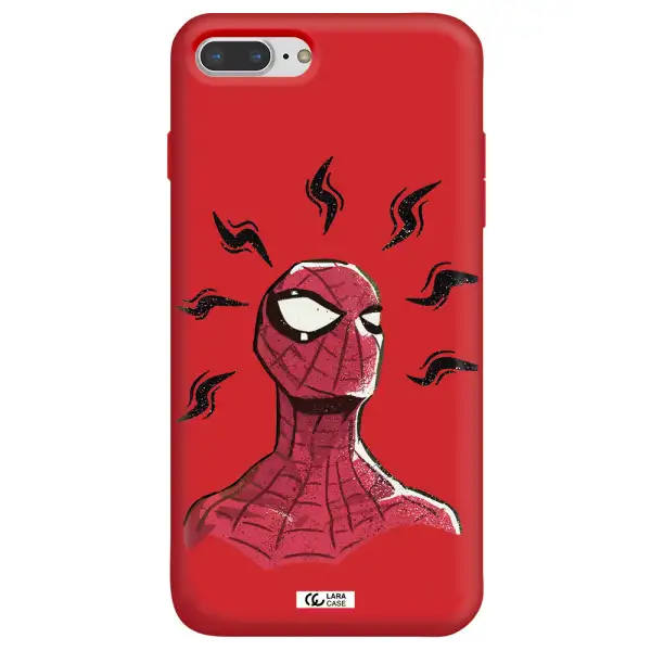 a cartoon of a red spider man Apple iPhone 7 plus Silicone Imperial Red Case
