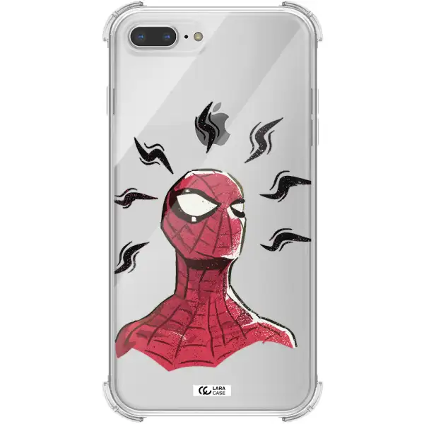 a cartoon of a red spider man Apple iPhone 8 plus Clear PC Case