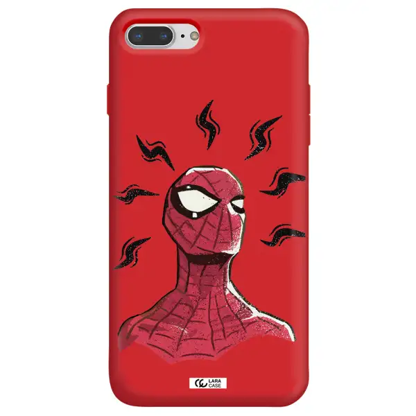 a cartoon of a red spider man Apple iPhone 8 plus Silicone Imperial Red Case