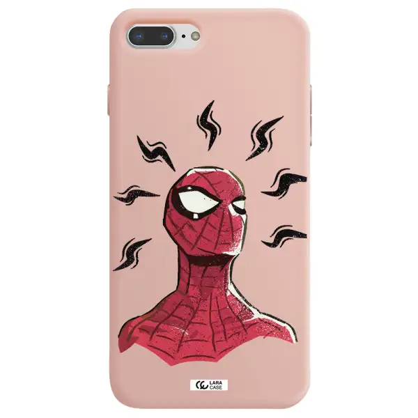 a cartoon of a red spider man Apple iPhone 8 plus Silicone pastel pink Case