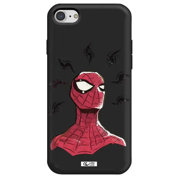 a cartoon of a red spider man Apple iPhone 8 Silicone black Case