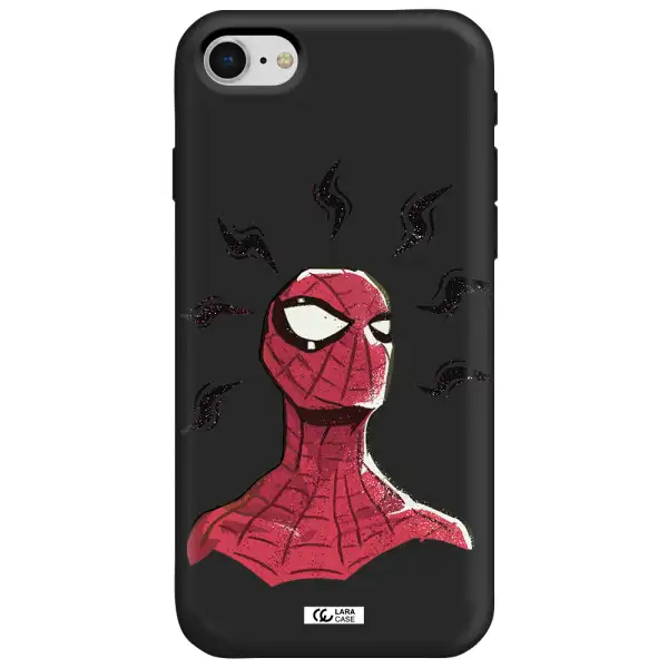 a cartoon of a red spider man Apple iPhone se 2020 Silicone black Case