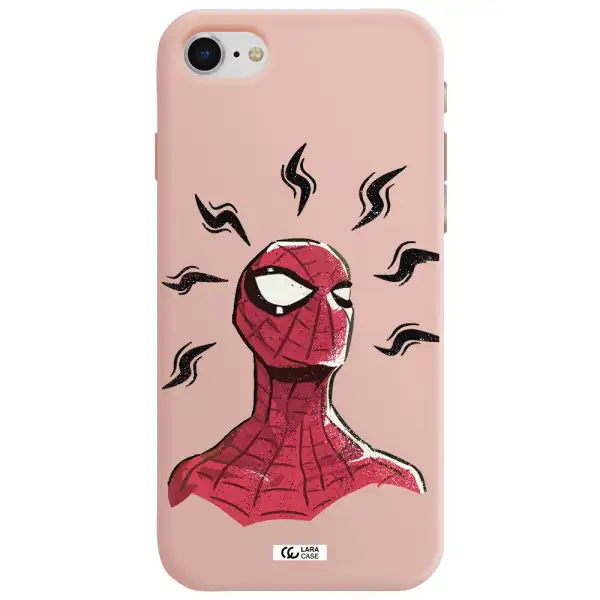 a cartoon of a red spider man Apple iPhone se 2020 Silicone pastel pink Case