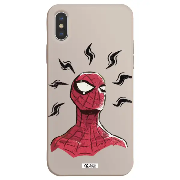 a cartoon of a red spider man Apple iPhone X Silicone Stone Case