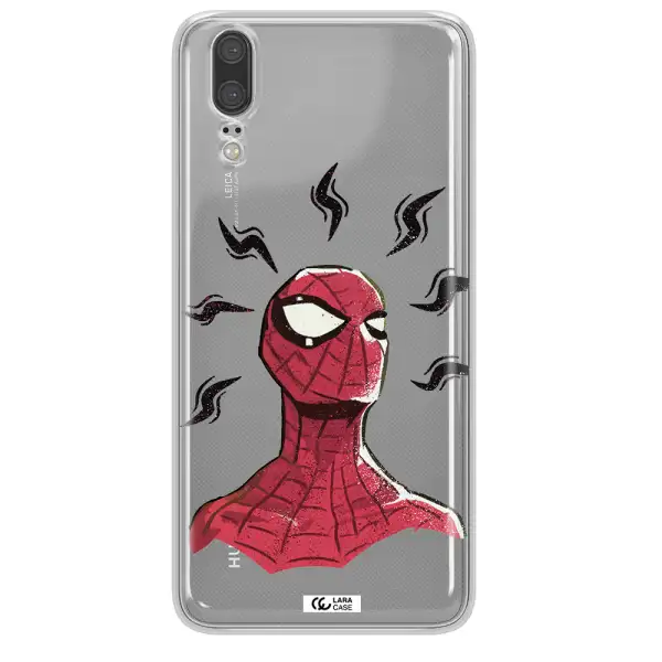a cartoon of a red spider man Huawei P20 Clear TPU Case