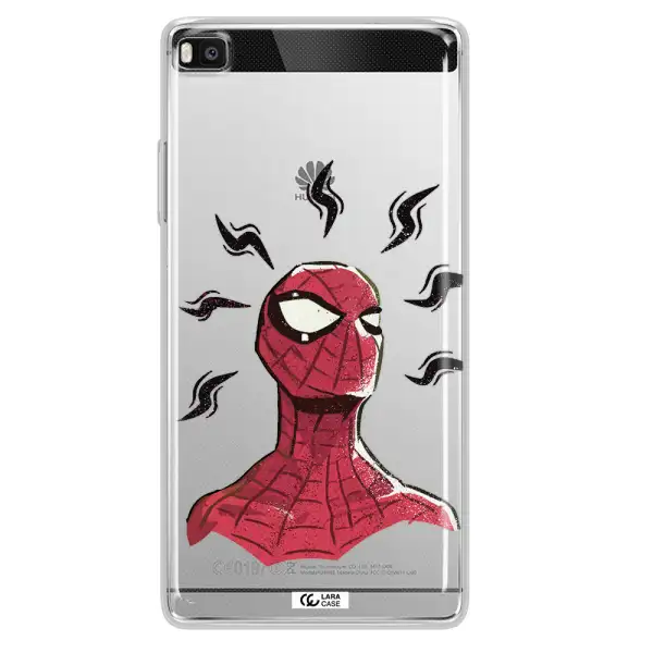 a cartoon of a red spider man Huawei P8 Clear TPU Case