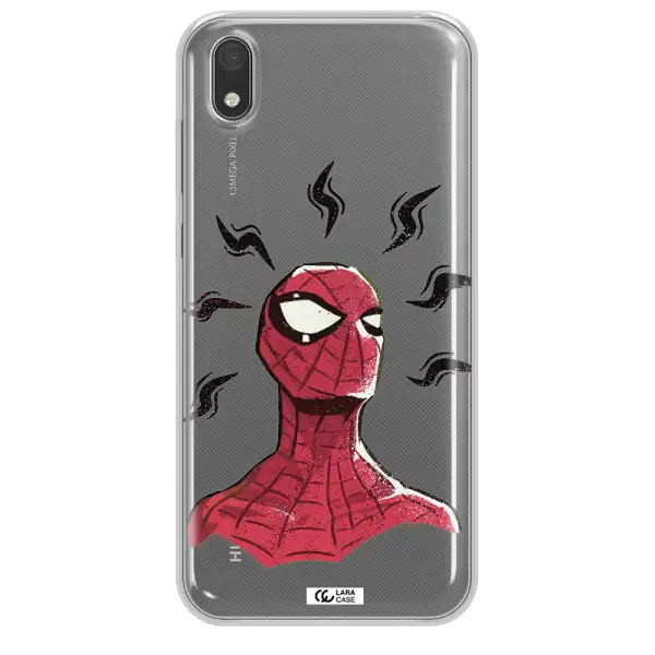 a cartoon of a red spider man Huawei Y5 2019 Clear TPU Case