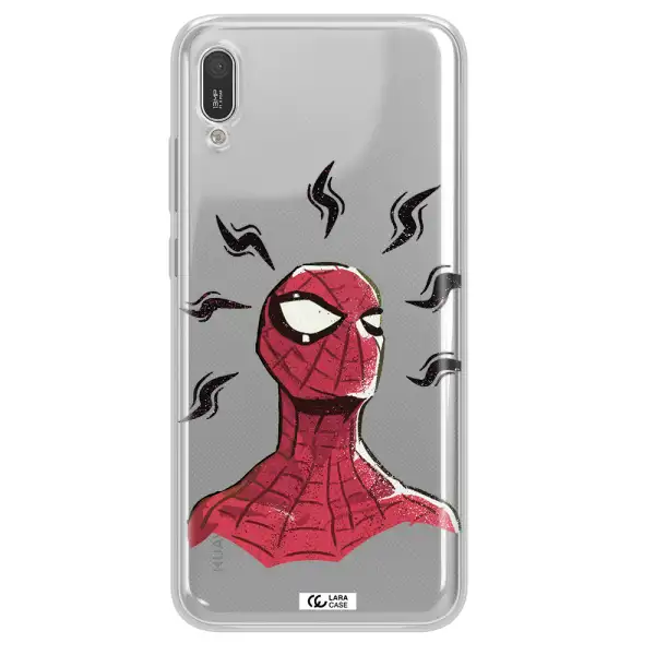 a cartoon of a red spider man Huawei Y6 Pro 2019 Clear TPU Case
