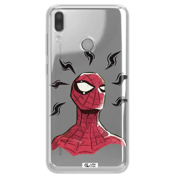 a cartoon of a red spider man Huawei Y7 2019 Clear TPU Case
