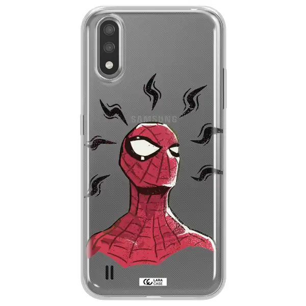 a cartoon of a red spider man Samsung A01 Clear TPU Case