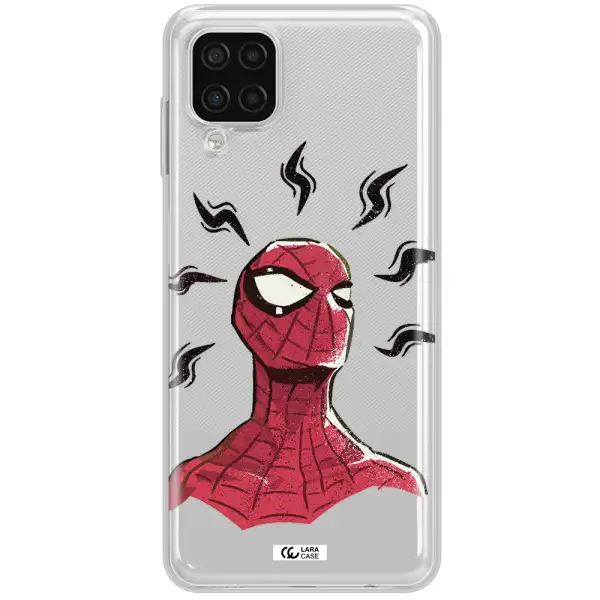 a cartoon of a red spider man Samsung A12 4g Clear TPU Case
