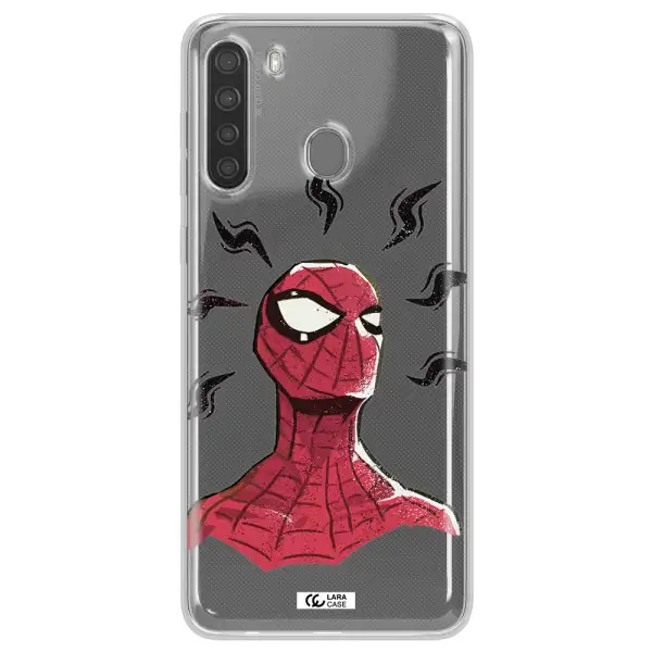 a cartoon of a red spider man Samsung A21 Clear TPU Case