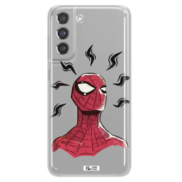 a cartoon of a red spider man Samsung A21 Fe Clear TPU Case