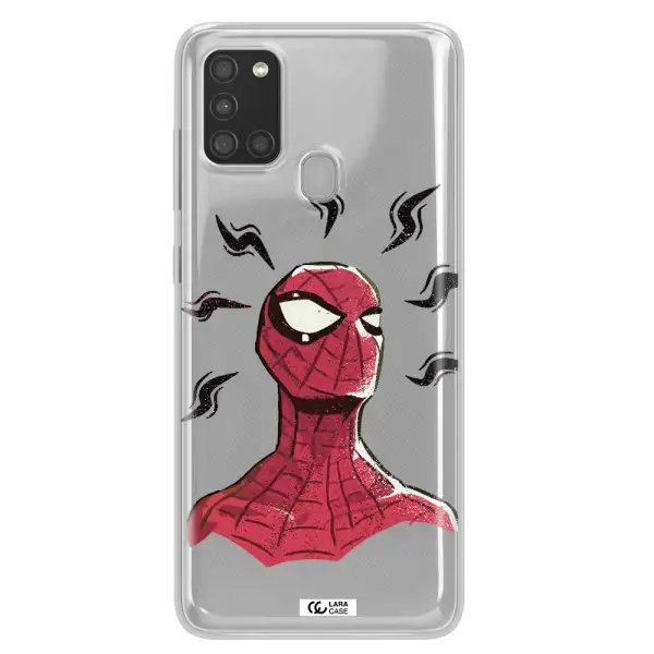 a cartoon of a red spider man Samsung A21S Clear TPU Case