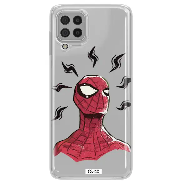 a cartoon of a red spider man Samsung A22 4g Clear TPU Case