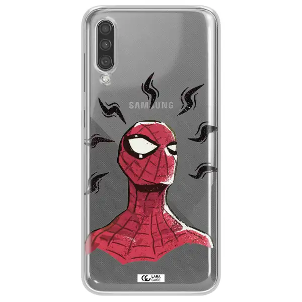 a cartoon of a red spider man Samsung A30S Clear TPU Case