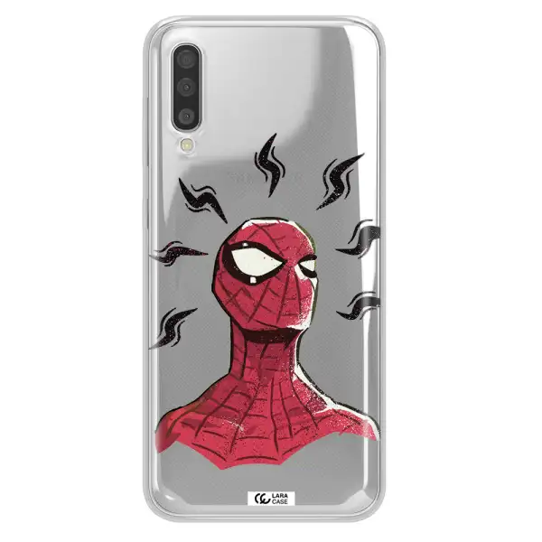 a cartoon of a red spider man Samsung A50 Clear TPU Case