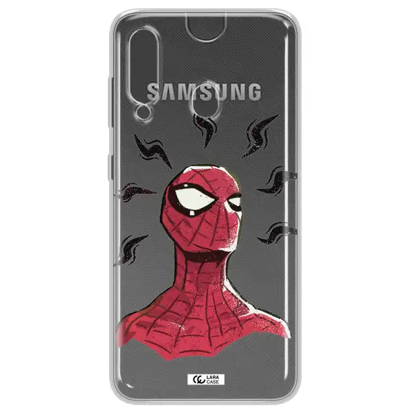 a cartoon of a red spider man Samsung A60 Clear TPU Case