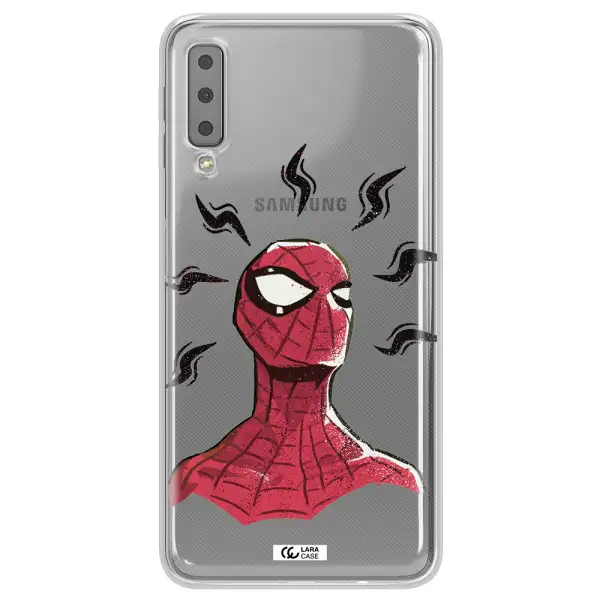 a cartoon of a red spider man Samsung A7 2018 Clear TPU Case