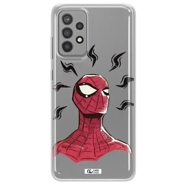 a cartoon of a red spider man Samsung A72 Clear TPU Case