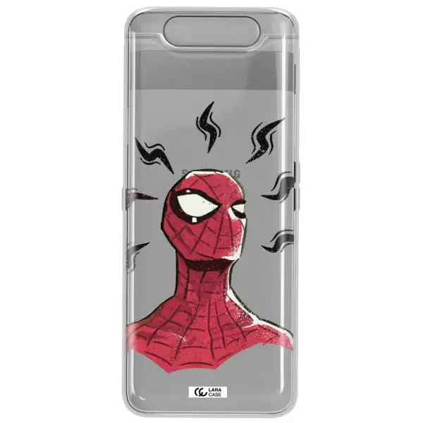 a cartoon of a red spider man Samsung A80 Clear TPU Case