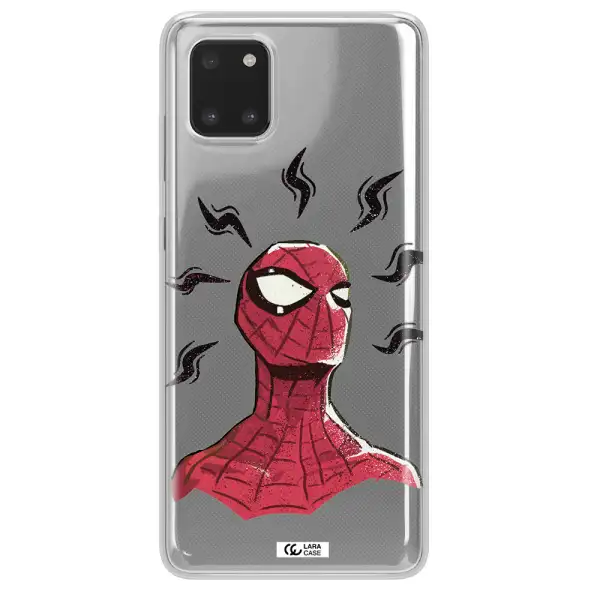 a cartoon of a red spider man Samsung A81 Clear TPU Case