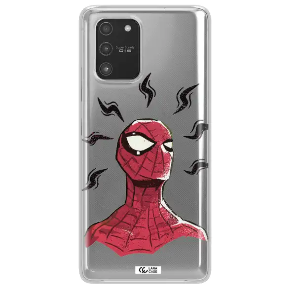 a cartoon of a red spider man Samsung A91 Clear TPU Case