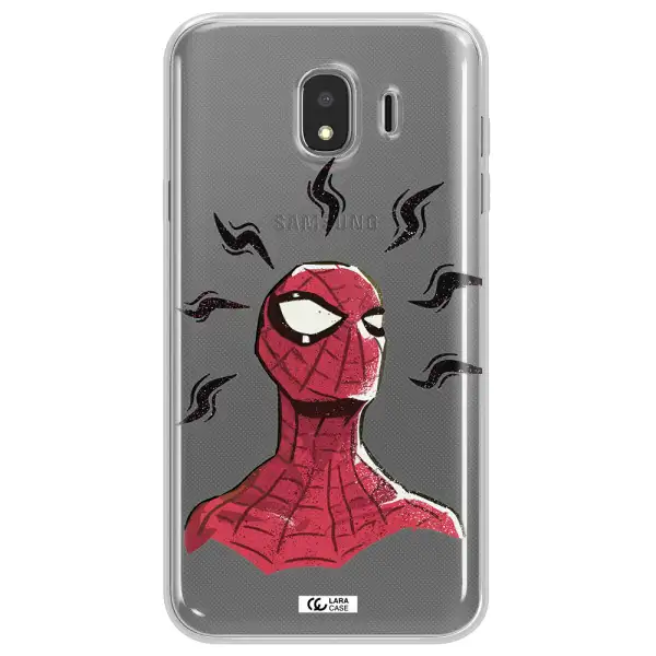 a cartoon of a red spider man Samsung J4 Clear TPU Case